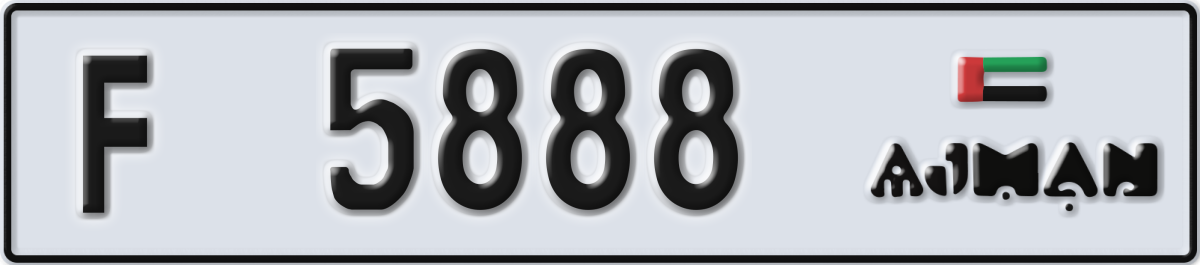 ajman License Plate Number 5888 Code F
