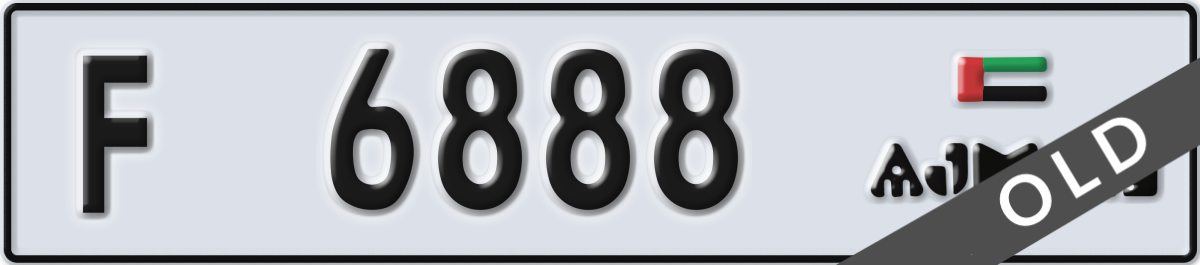 ajman License Plate Number 6888 Code F