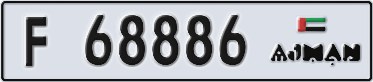 ajman License Plate Number 68886 Code F