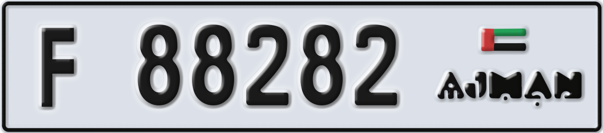 ajman License Plate Number 88282 Code F