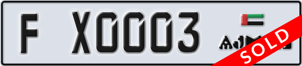 ajman License Plate Number X0003 Code F