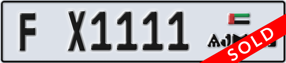 ajman License Plate Number X1111 Code F