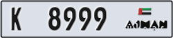 ajman - code - K - number -8999