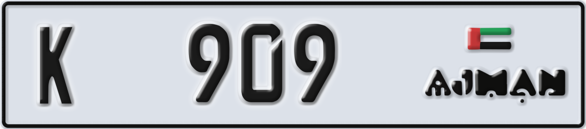 ajman License Plate Number 909 Code K