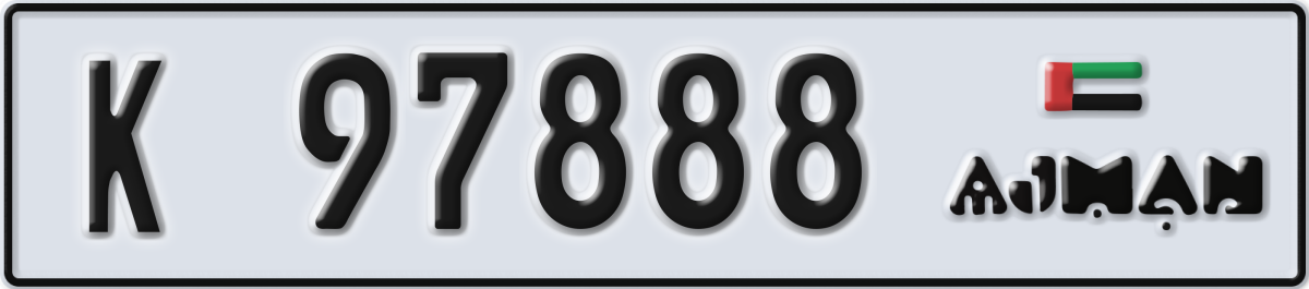 ajman License Plate Number 97888 Code K