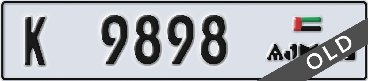 ajman License Plate Number 9898 Code K
