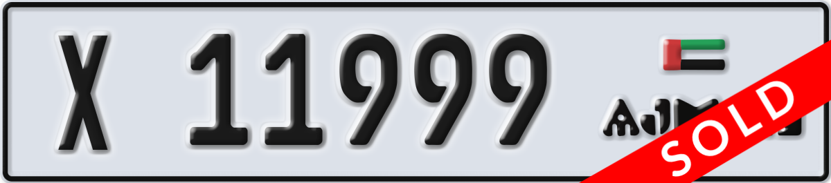ajman License Plate Number 11999 Code X