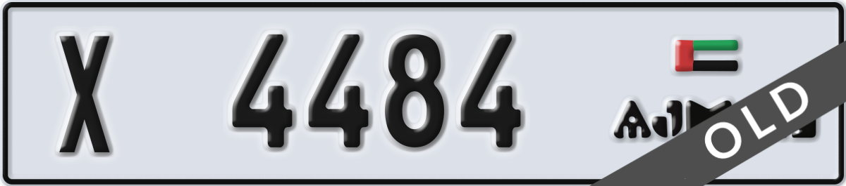 ajman License Plate Number 4484 Code X