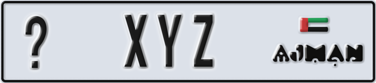 ajman License Plate Number XYZ Code _