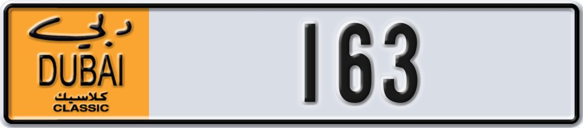 dubai classic License Plate Number 163 Code NOC