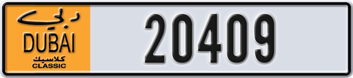 dubai classic License Plate Number 20409 Code NOC