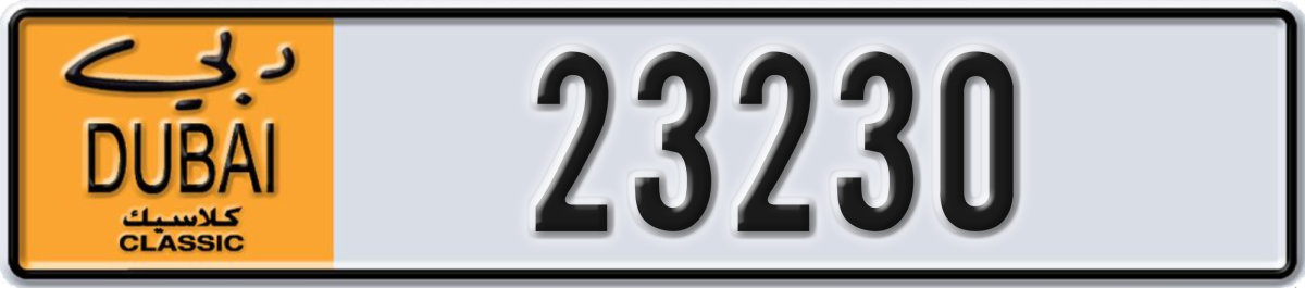 dubai classic License Plate Number 23230 Code NOC