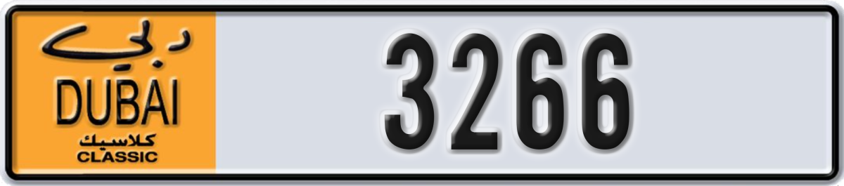dubai classic License Plate Number 3266 Code NOC