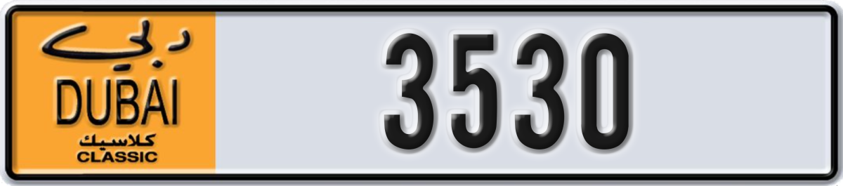 dubai classic License Plate Number 3530 Code NOC