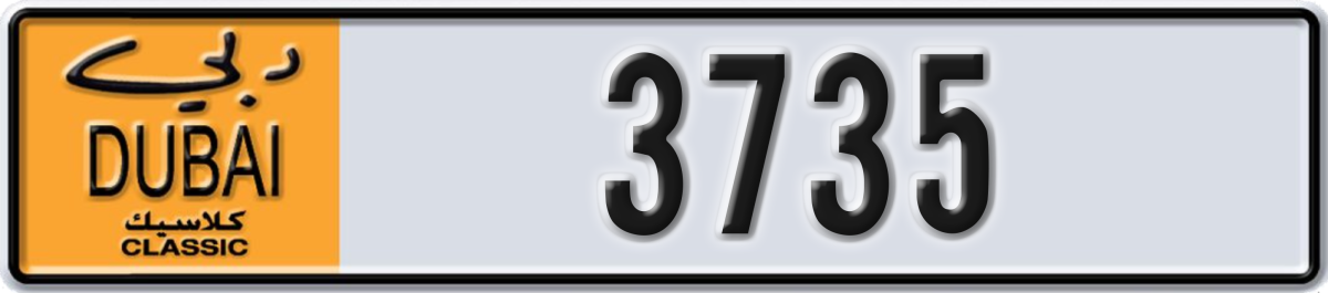 dubai classic License Plate Number 3735 Code NOC
