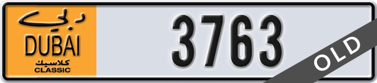 dubai classic License Plate Number 3763 Code NOC