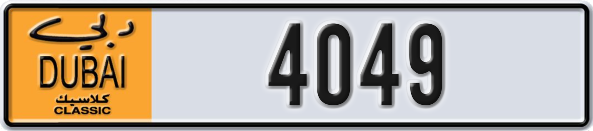 dubai classic License Plate Number 4049 Code NOC