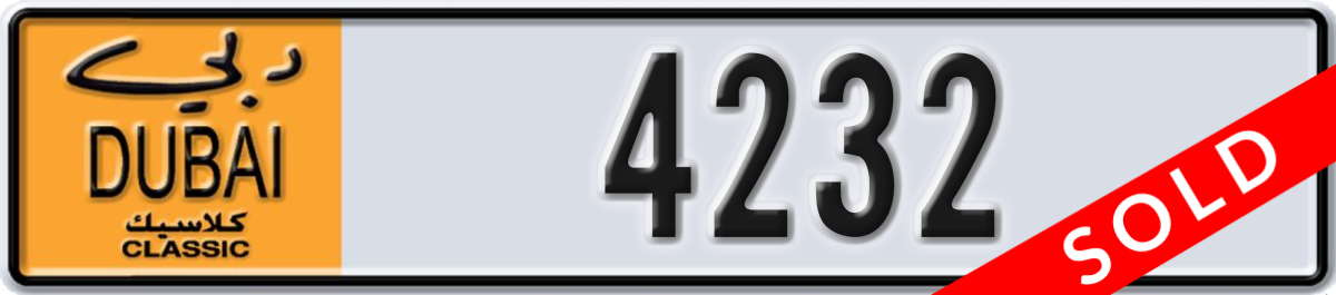 dubai classic License Plate Number 4232 Code NOC
