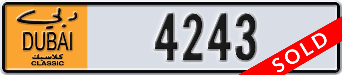 dubai classic License Plate Number 4243 Code NOC