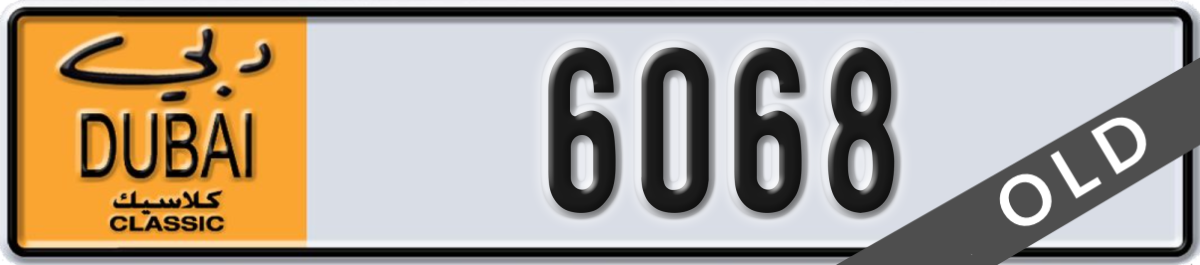 dubai classic License Plate Number 6068 Code NOC