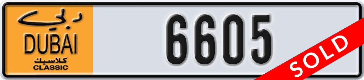 dubai classic License Plate Number 6605 Code NOC