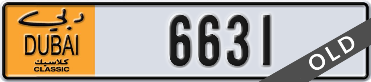 dubai classic License Plate Number 6631 Code NOC
