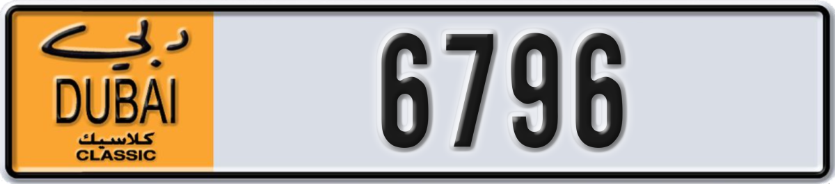 dubai classic License Plate Number 6796 Code NOC