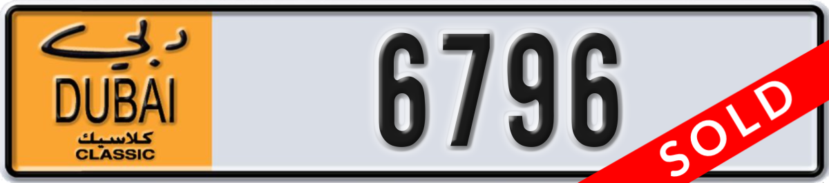 dubai classic License Plate Number 6796 Code NOC