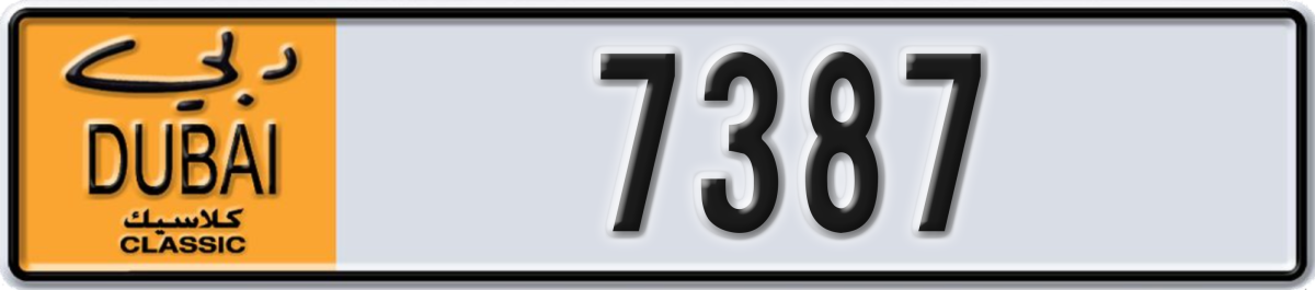 dubai classic License Plate Number 7387 Code NOC