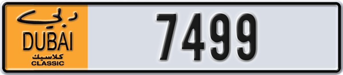 dubai classic License Plate Number 7499 Code NOC