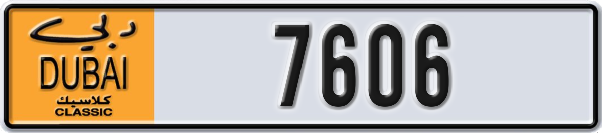 dubai classic License Plate Number 7606 Code NOC