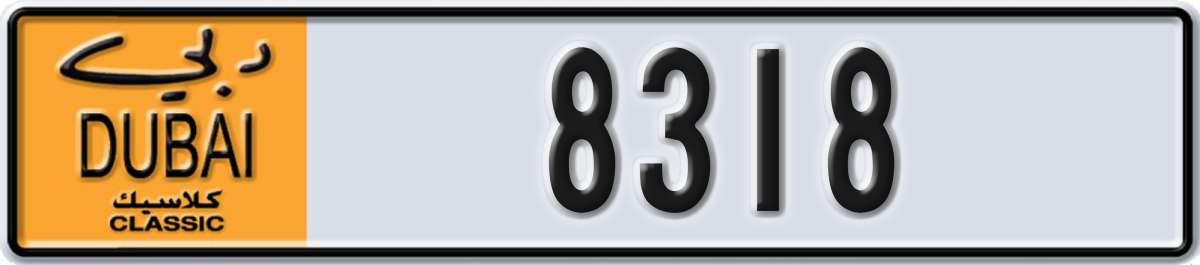 dubai classic License Plate Number 8318 Code NOC