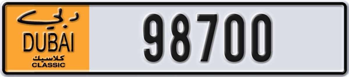 dubai classic License Plate Number 98700 Code NOC