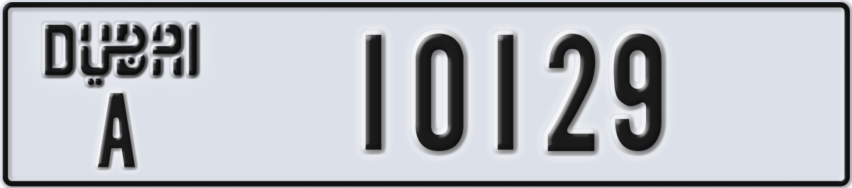 dubai License Plate Number 10129 Code A