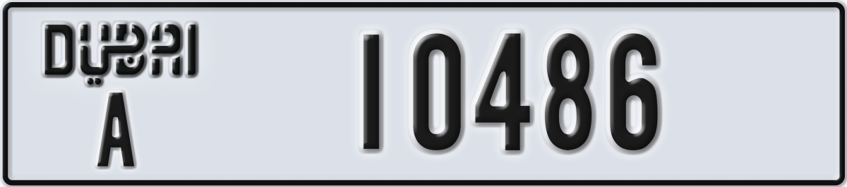 dubai License Plate Number 10486 Code A