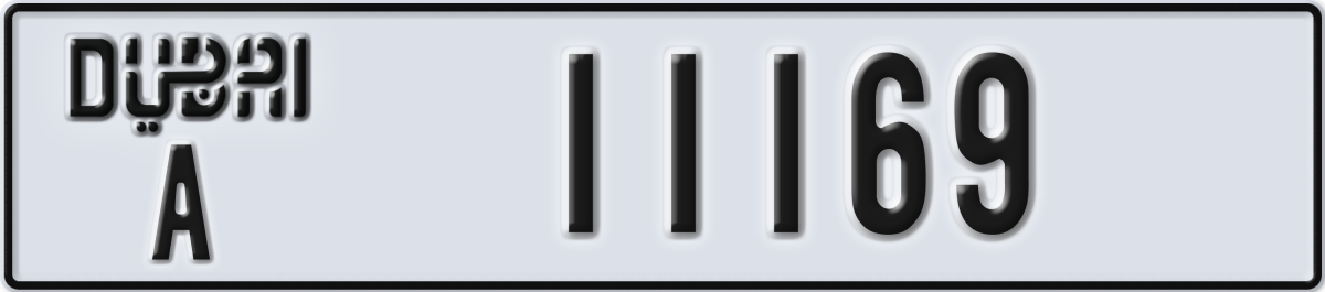 dubai License Plate Number 11169 Code A