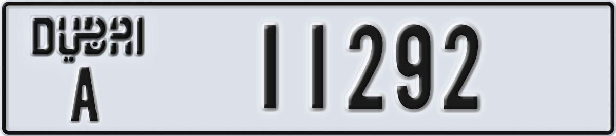 dubai License Plate Number 11292 Code A