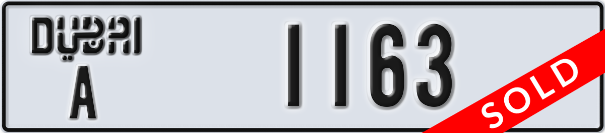 dubai License Plate Number 1163 Code A