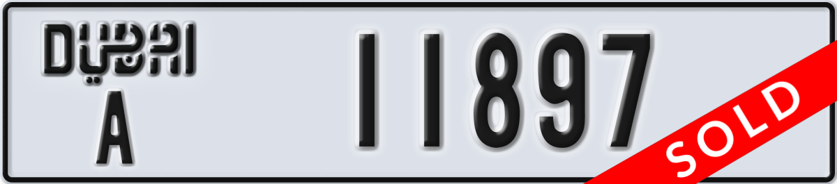 dubai License Plate Number 11897 Code A