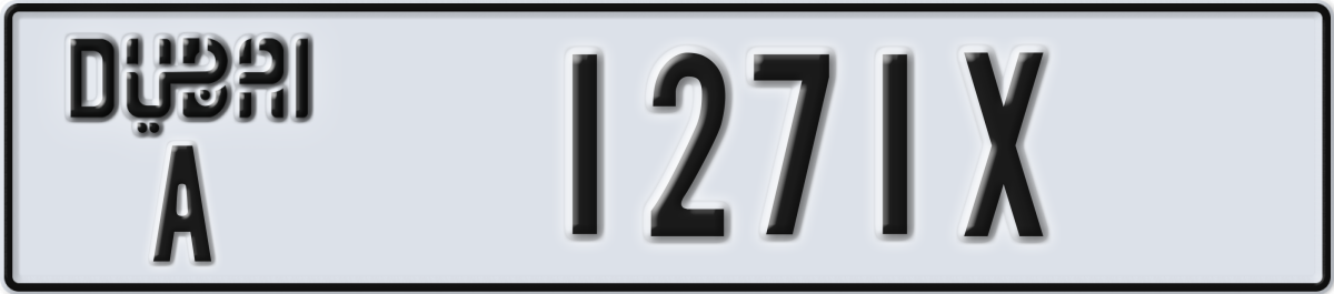dubai License Plate Number 1271X Code A