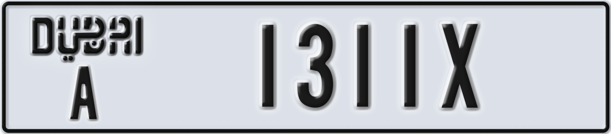 dubai License Plate Number 1311X Code A