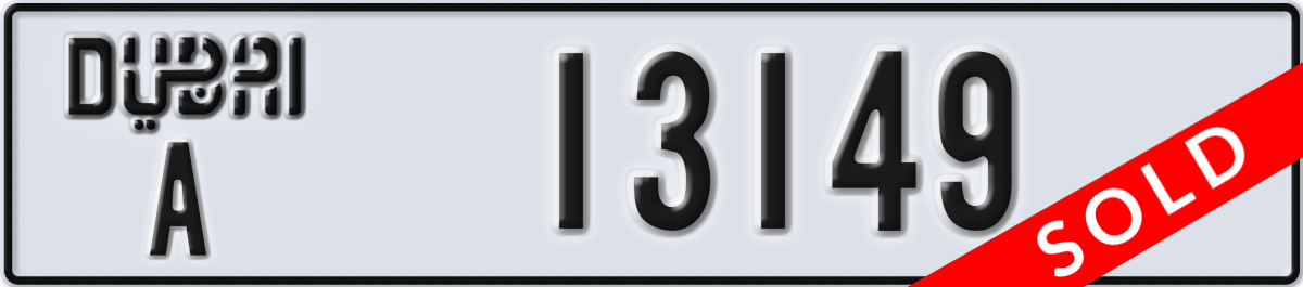 dubai License Plate Number 13149 Code A