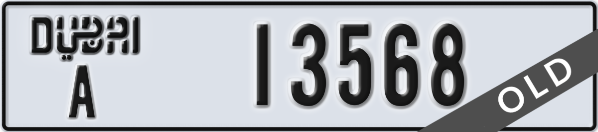 dubai License Plate Number 13568 Code A