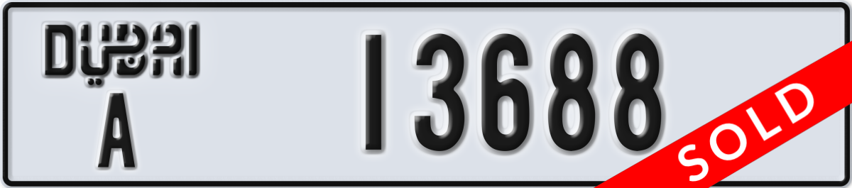 dubai License Plate Number 13688 Code A