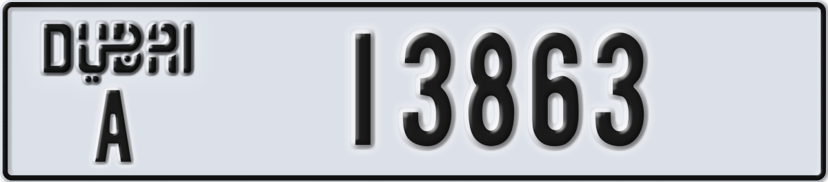 dubai License Plate Number 13863 Code A