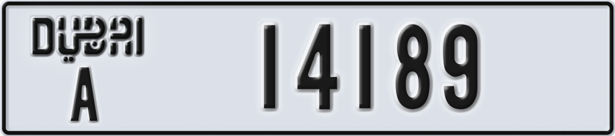 dubai License Plate Number 14189 Code A