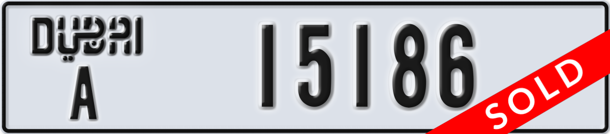 dubai License Plate Number 15186 Code A