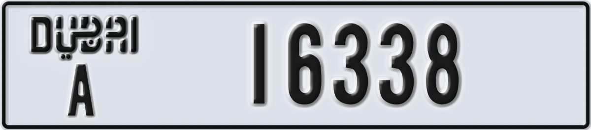 dubai License Plate Number 16338 Code A