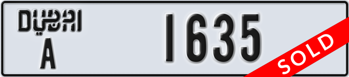 dubai License Plate Number 1635 Code A
