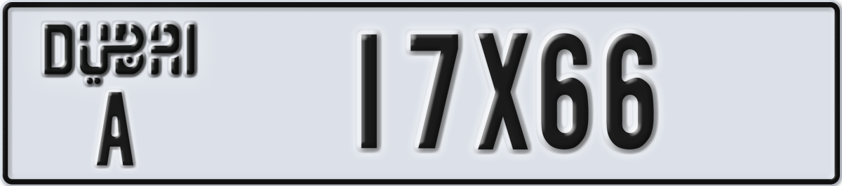 dubai License Plate Number 17X66 Code A